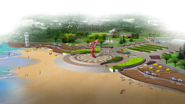 银滩广场5 景观设计与建造; 青岛同创景观设计营造有限公司