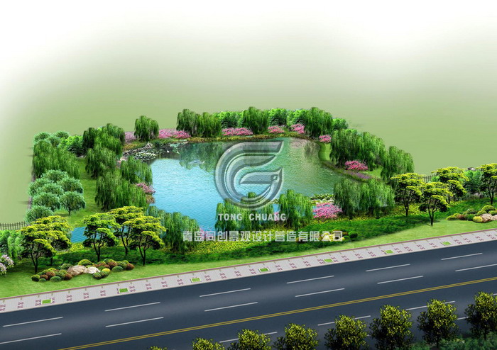 池塘图 景观设计与建造; 青岛同创景观设计营造有限公司